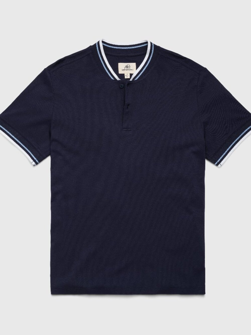 Surfside Supply Navy Piped Collarless Short Sleeve Performance Polo